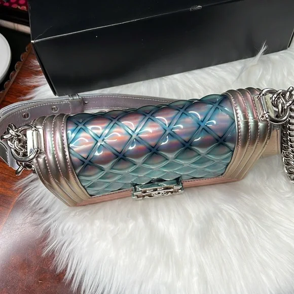 CHANEL MERMAID BOY BAG PURPLE 18S SMALL IRIDESCENT WATER FLAP Ultra Limited SSC - Picture 9 of 17